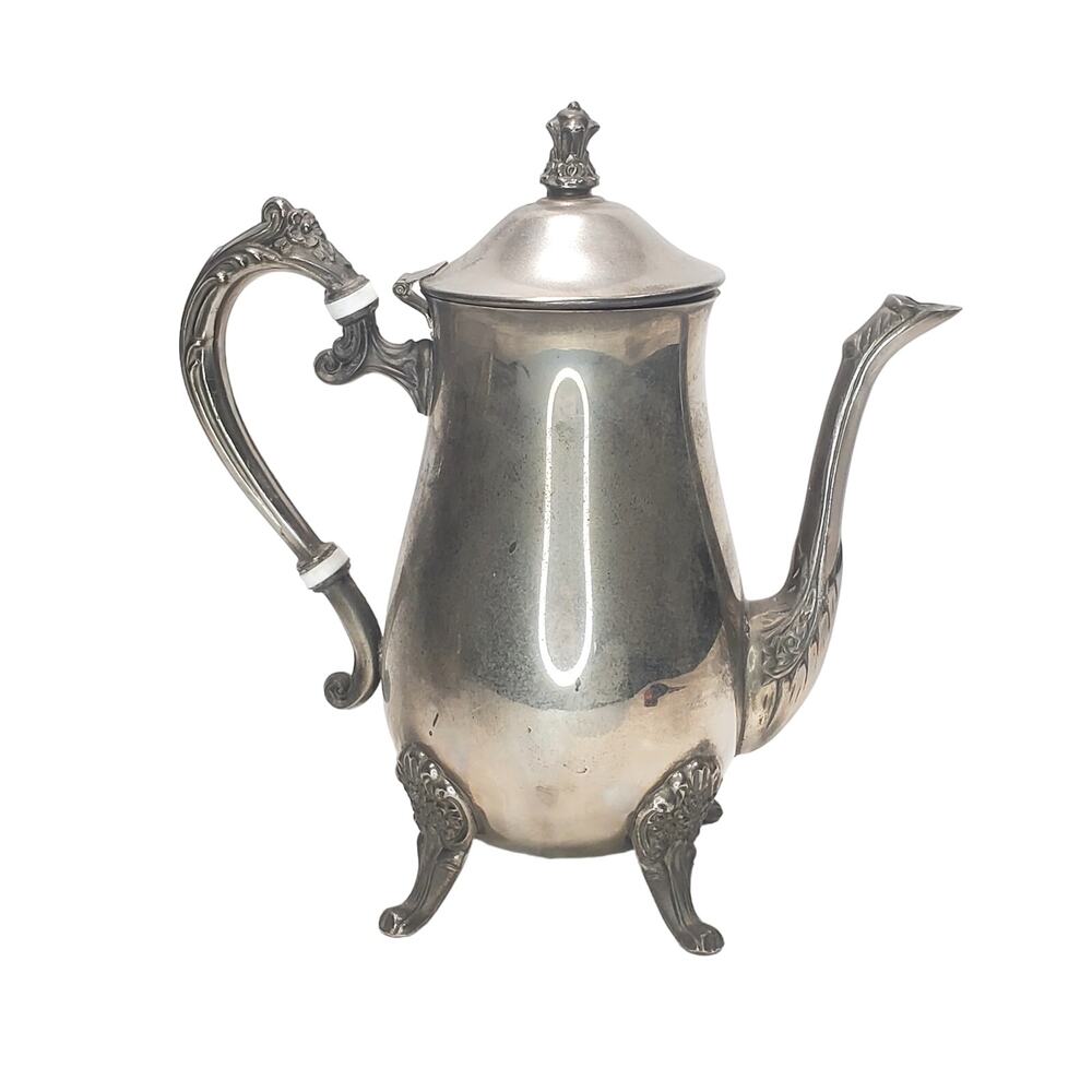Antique Silver Plated Footed Teapot 2 Sizes Tableware Decorative 9" Tall